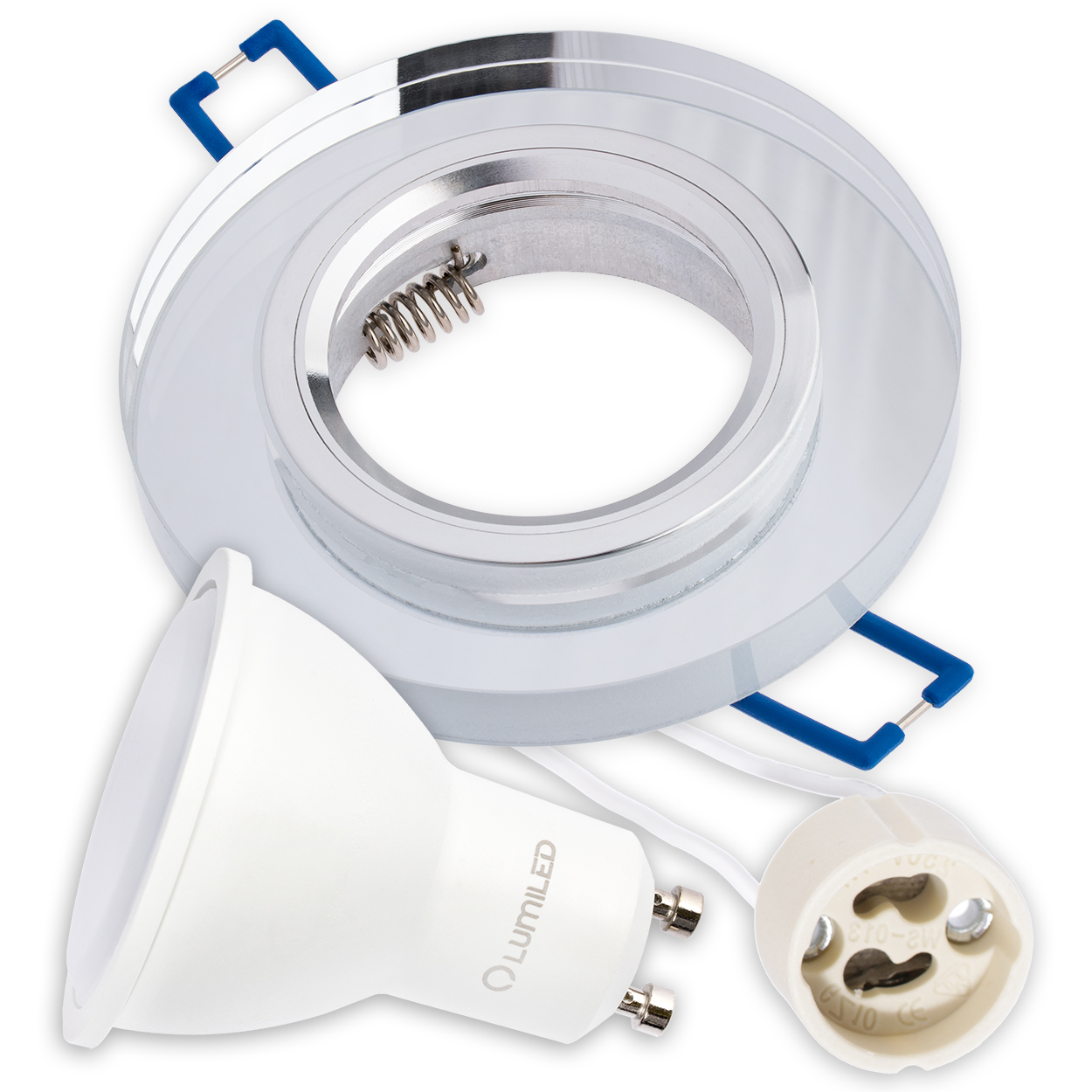 

Zestaw oprawa halogenowa Szklana okr Led GU10 6W