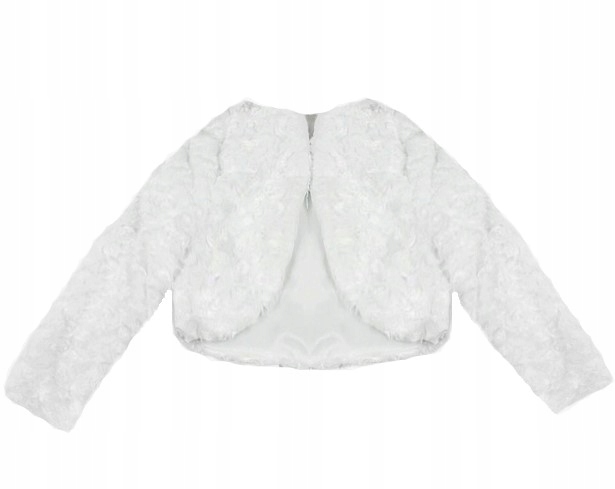 134 bolerko komunijne BIAŁE świetne ciepłe bolerko RÓŻYCZKI komunia