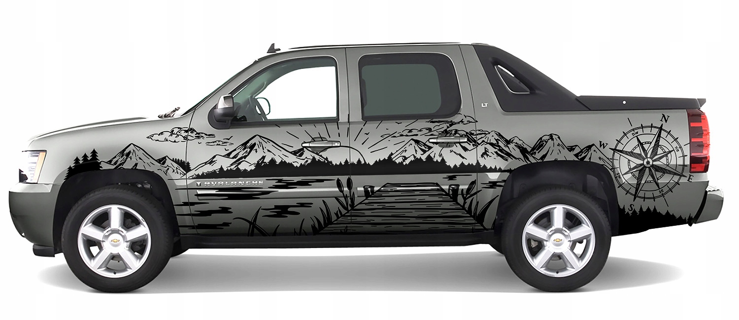 NAKLEJKA Grafika na kamper samochód JEZIORO GÓRY RÓŻA WIATRÓW KOMPAS 93x900 Producent MGDesign