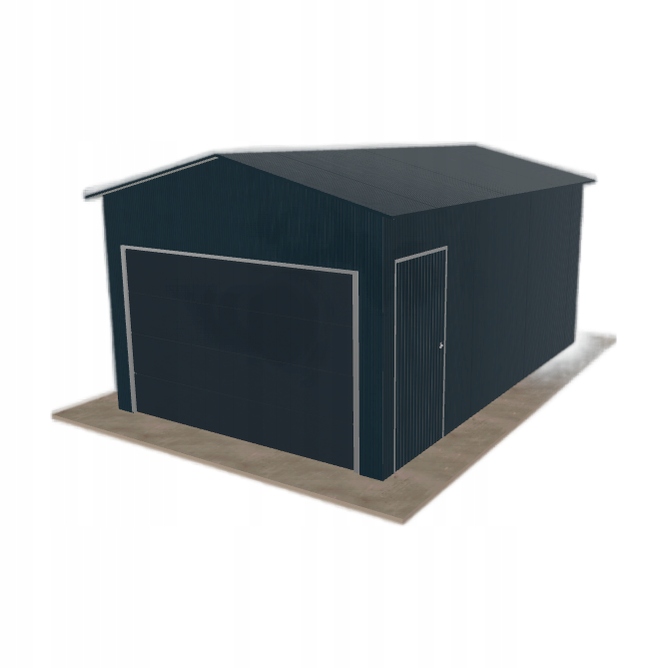 Plechová garáž 3.5 x 5.5 m, jednopolohová, dvouspádová Grafit