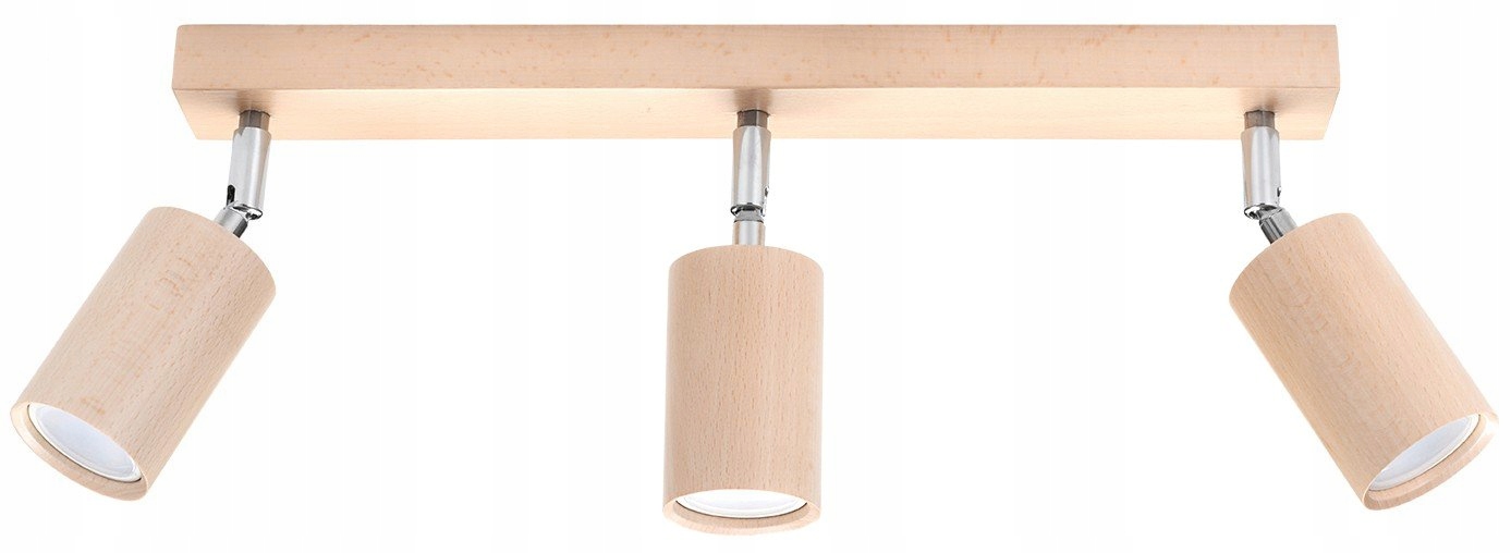 Spotová lampa Berg 3 z prírodného dreva Sollux
