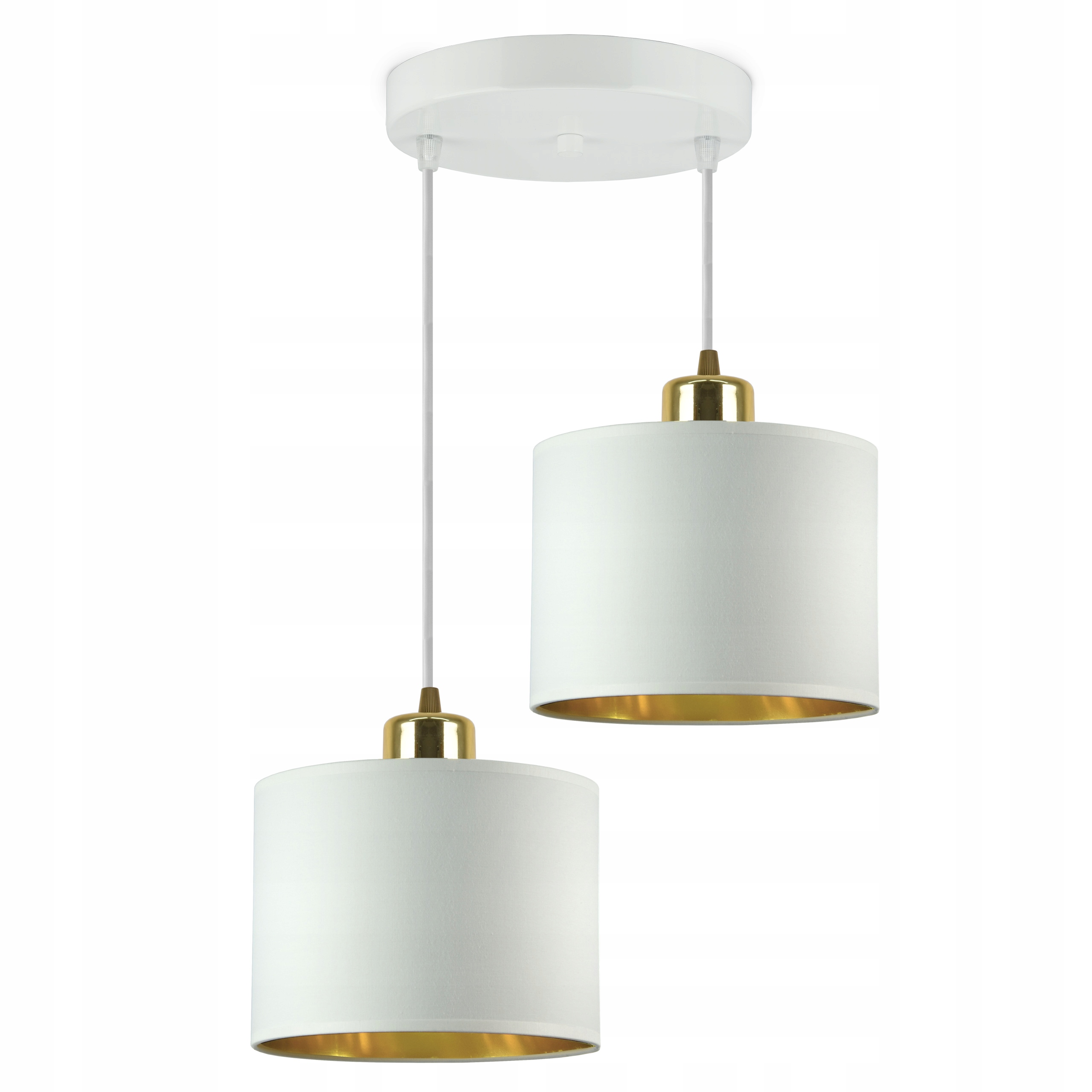 

Lampa Wisząca Żyrandol Abażury Biały Złoty Led