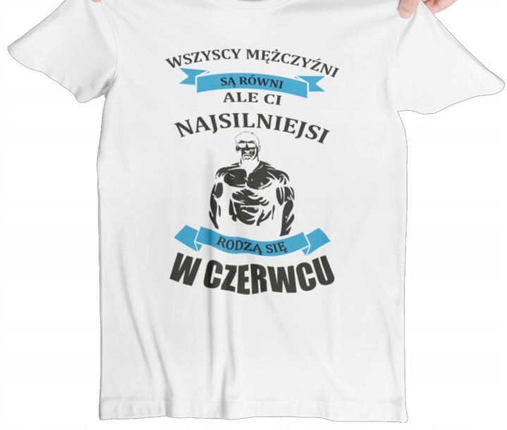 T-SHIRT KOSZULKA MĘSKA PREZENT URODZINY CZERWIEC ON XL Dekolt okrągły