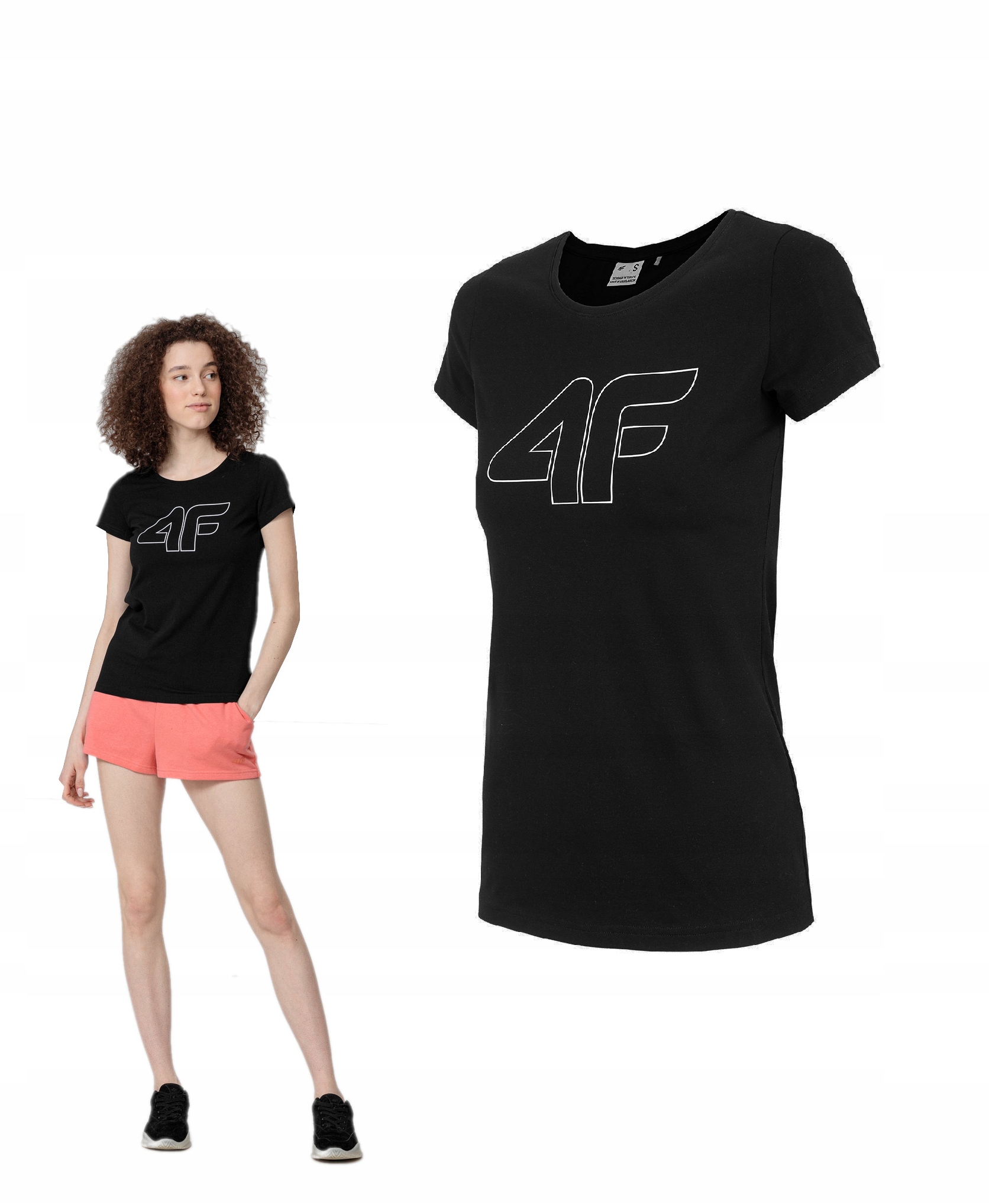 

4F T-shirt Koszulka Damska TSD353 Czarna XL