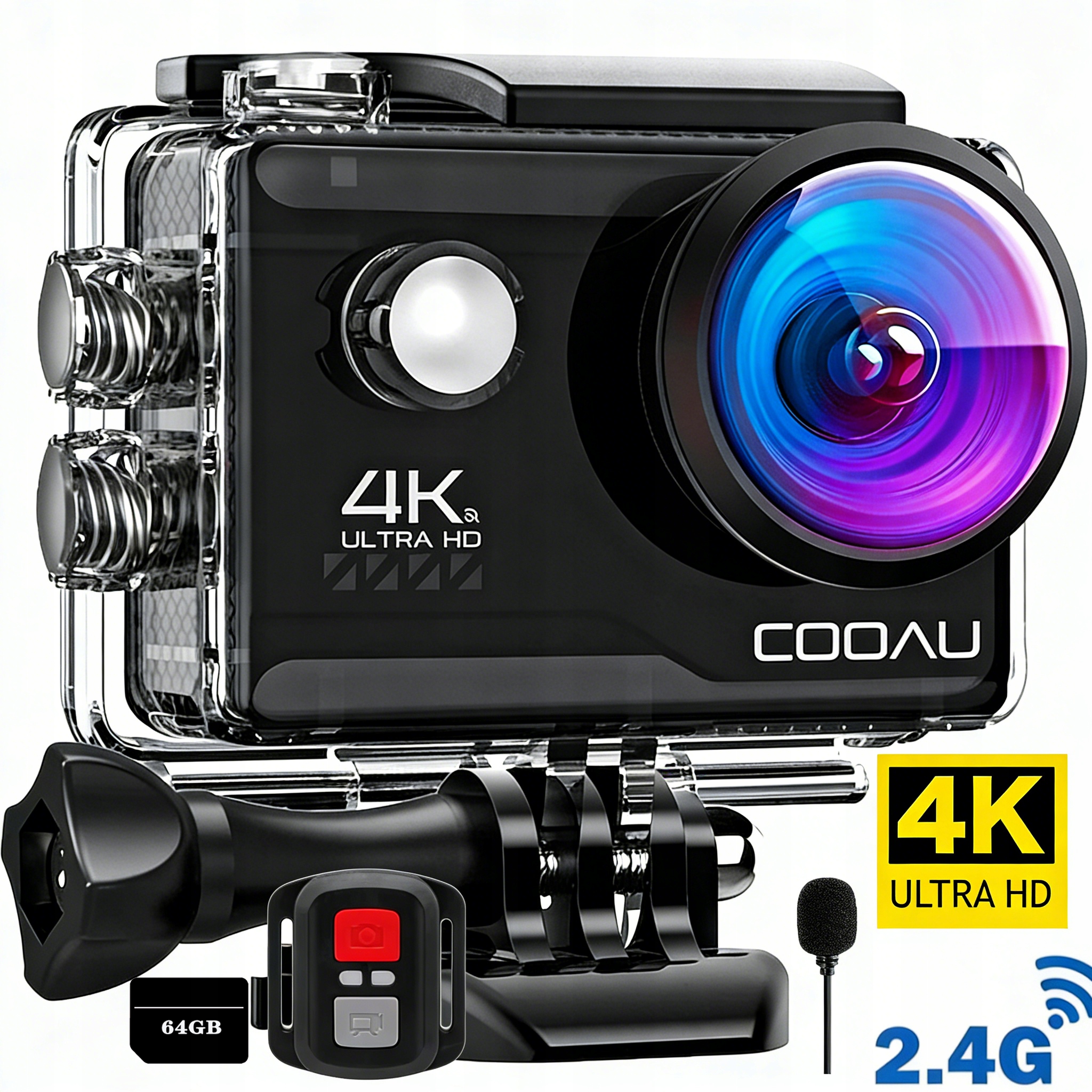 Sportovní kamera 4K 60FPS 20MP sportovní kamera s dálkovým ovládáním na zápěstí s 64G