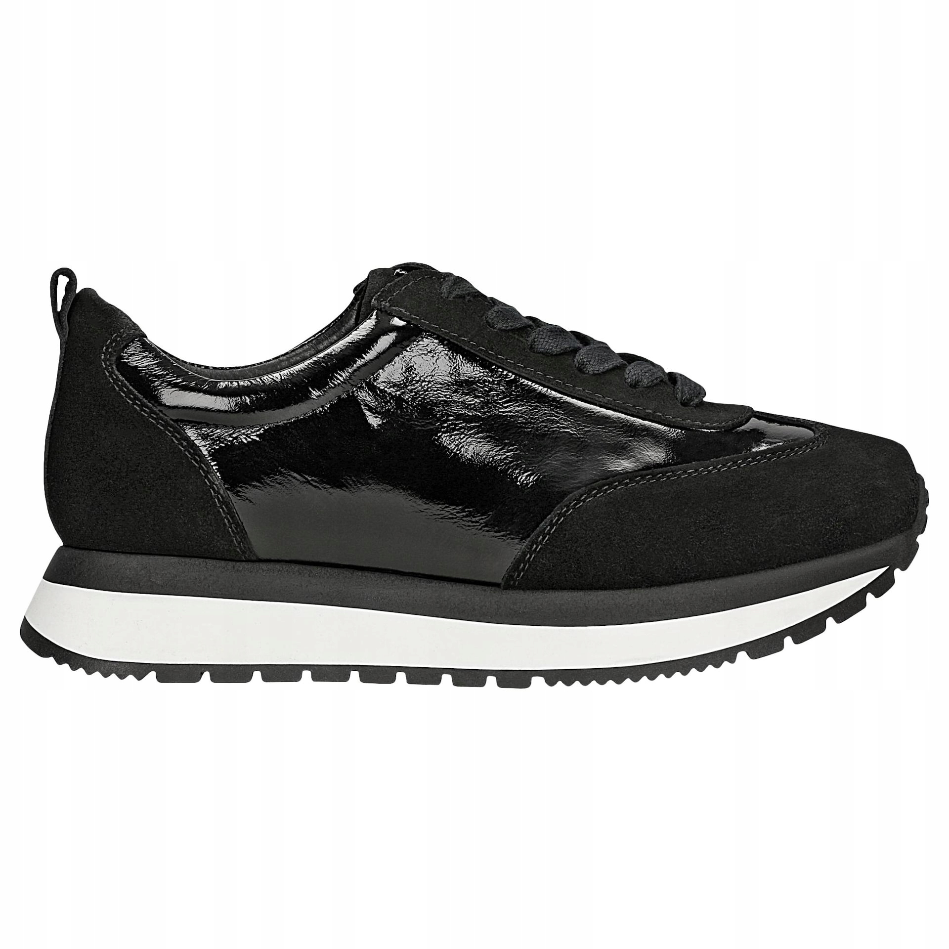 Černé dámské tenisky z lakované kůže, velikost vel.