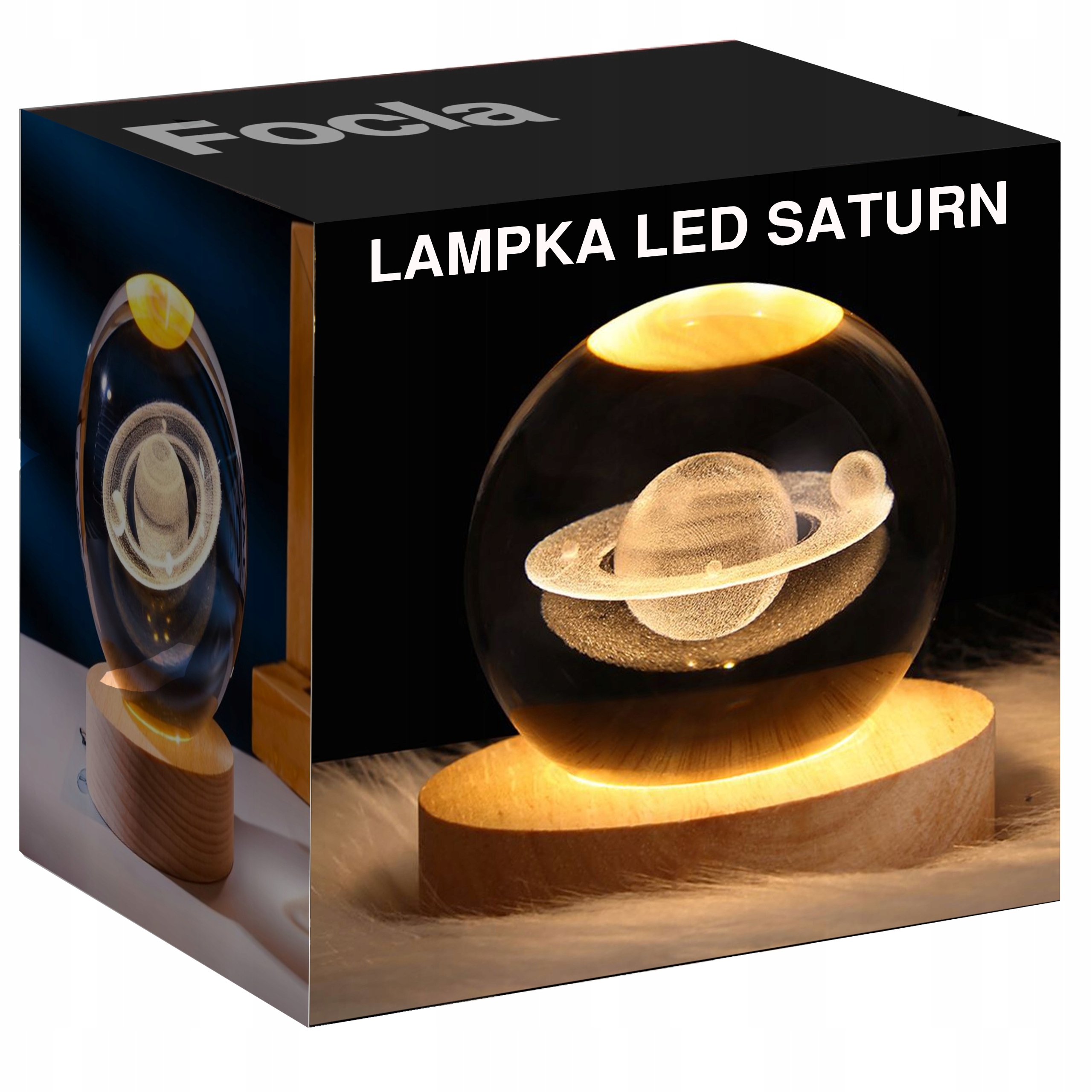 LAMPKA NOCNA BIURKOWA LED SZKLANA KULA - SATURN KOSMOS