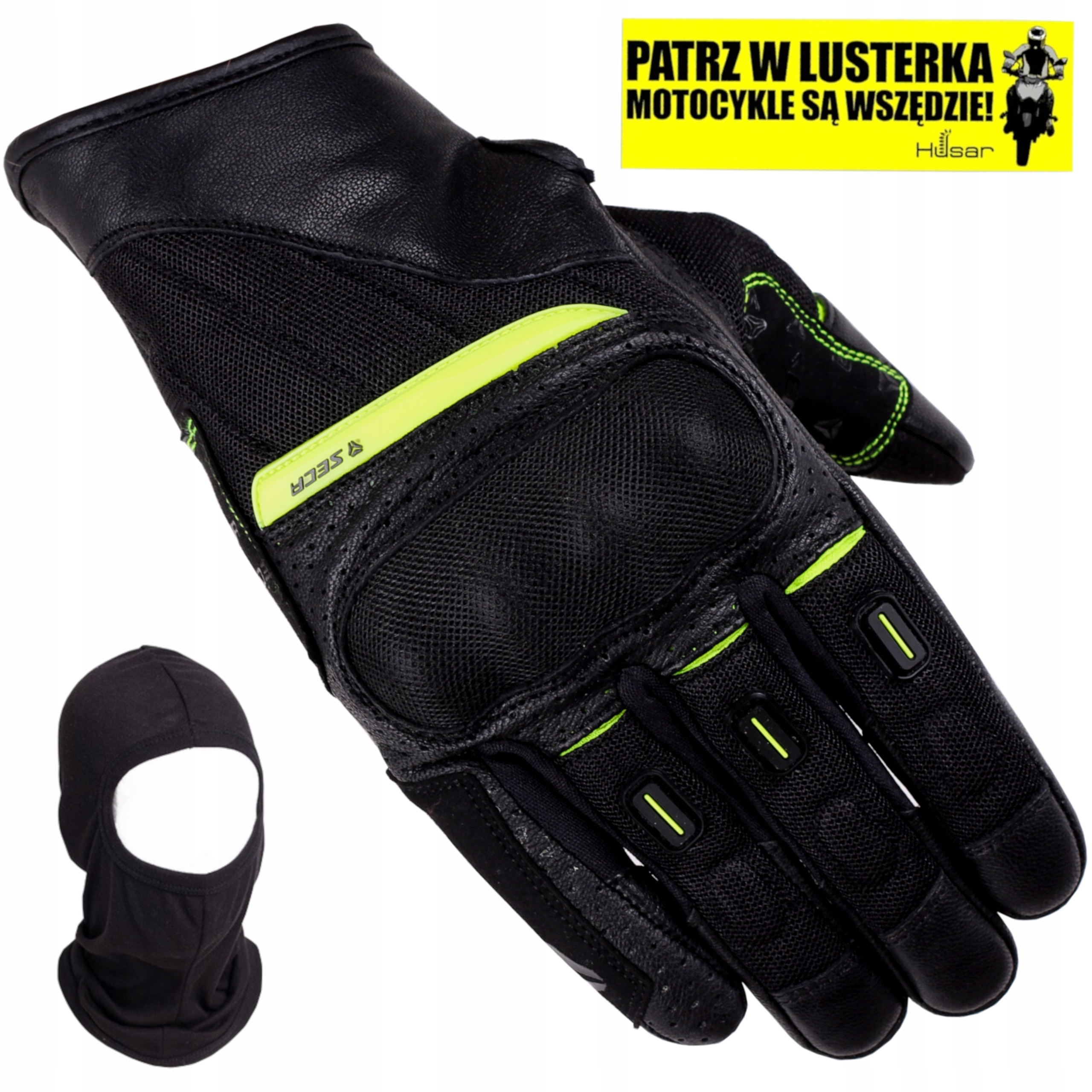 Rękawice motocyklowe krótkie letnie Seca Axis Mesh II fluo skóra mesh XL