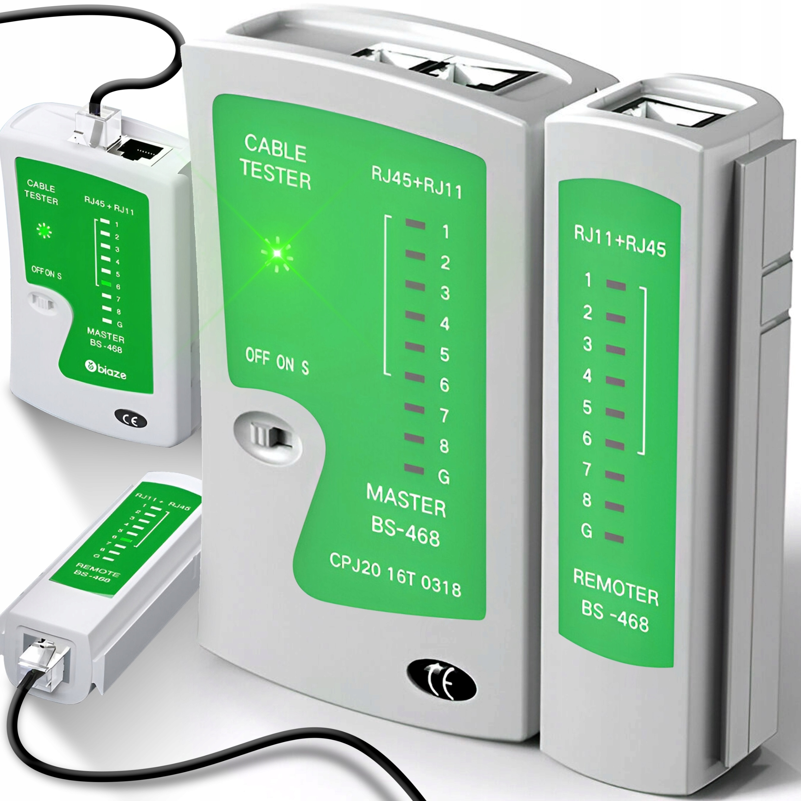 TESTER DO KABLI SIECIOWYCH MIERNIK SIECI PRZEWODÓW LAN RJ45 RJ11 LED