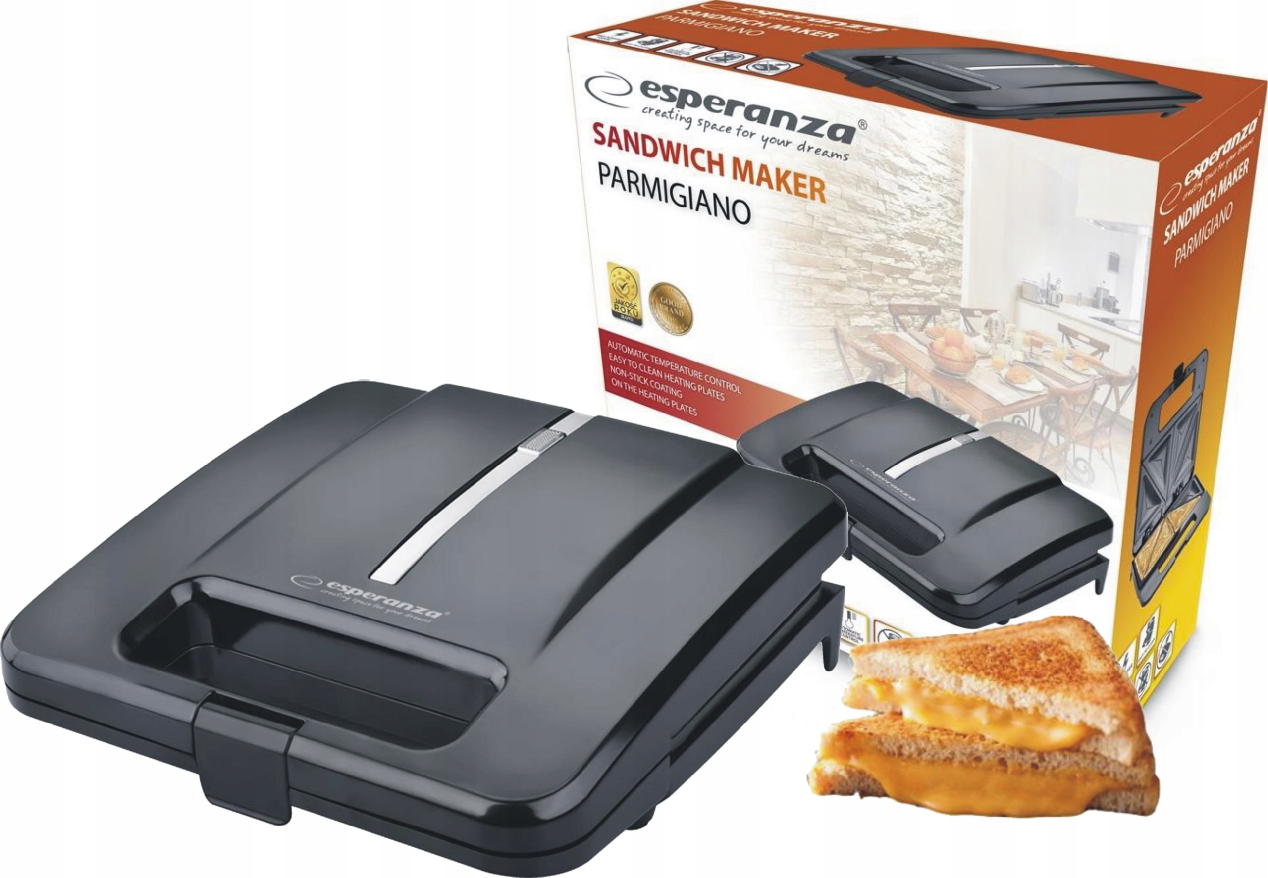 TOSTER OPIEKACZ DO KANAPEK TOSTÓW SANDWICH 1000W Kształt kanapek kwadrat trójkąt