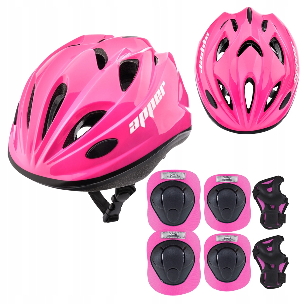 Kask Na Rolki Rower Deskorolkę Dla Dziecka 48-52 cm Komplet Ochraniaczy S