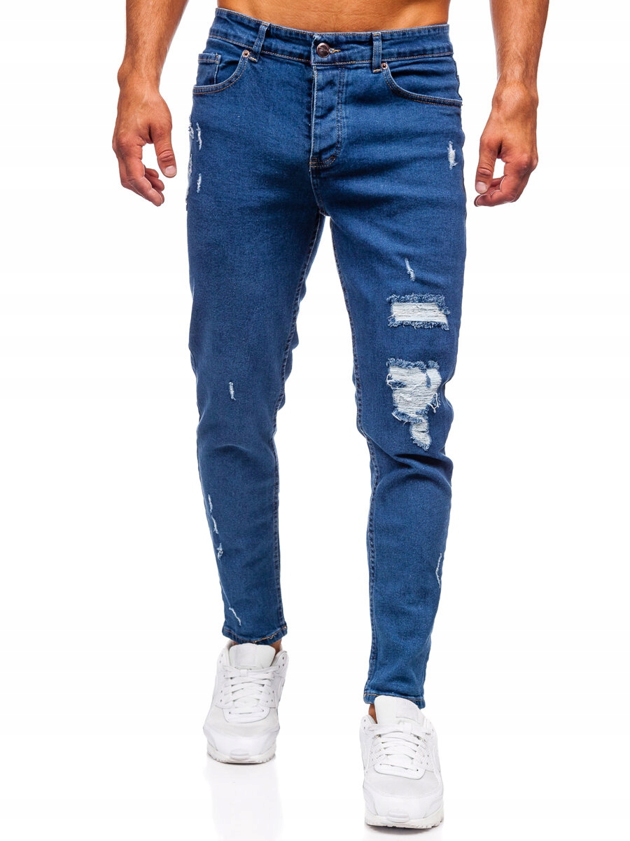 Pánské Džínové Kalhoty Slim Fit Tmavě Modré 6565 DENLEY_32/M
