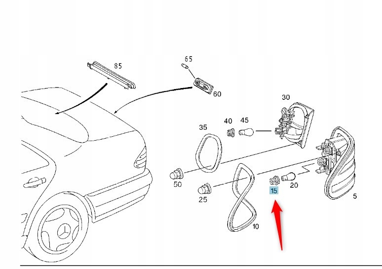 OPRAWKA ŻARÓWKI STOPU MERCEDES W210 A2108260782