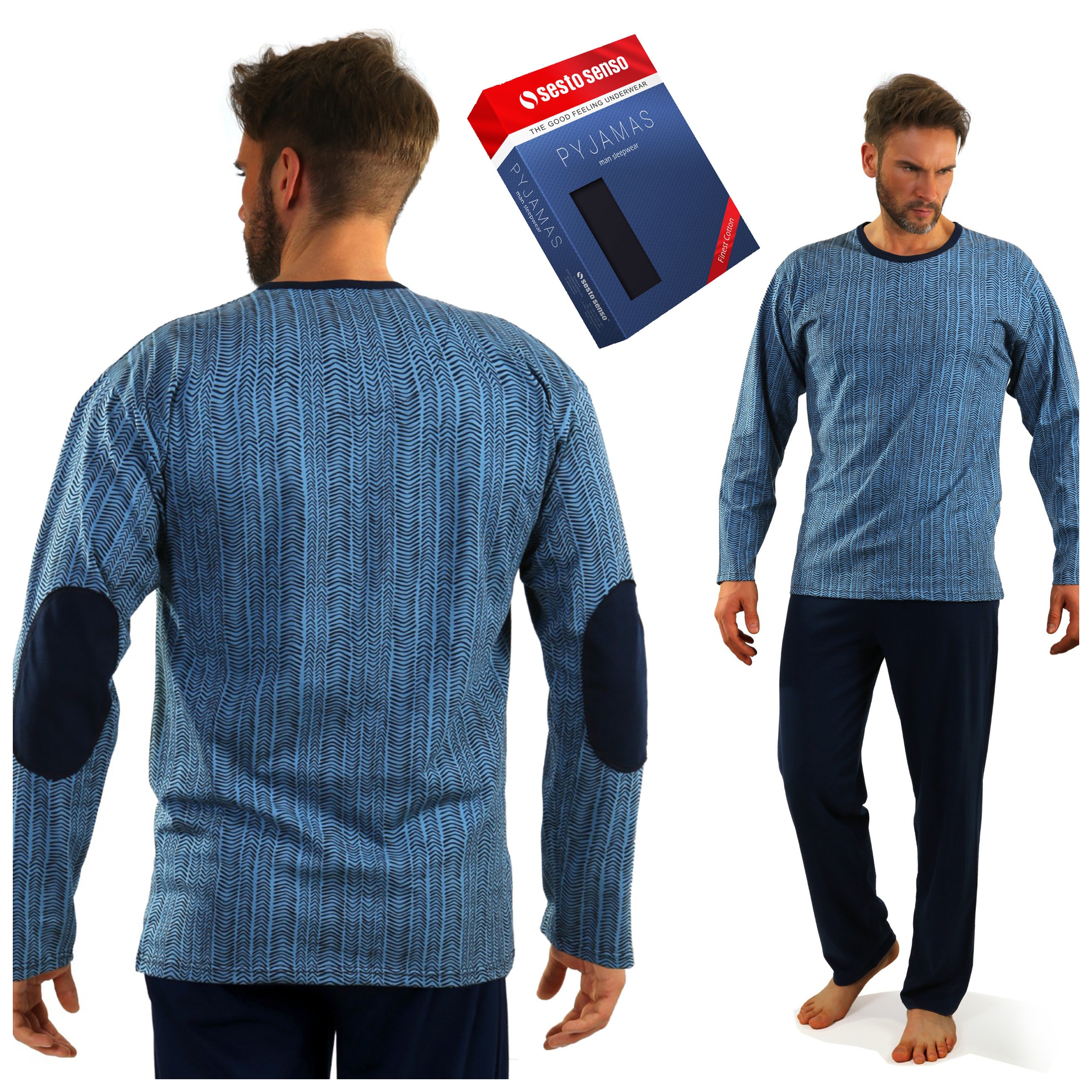 Bawełniana PIŻAMA MĘSKA długi rękaw Sesto Senso