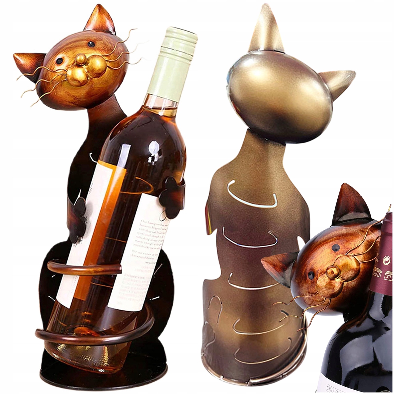 STOJAK NA WINO Z MOTYWEM KOTA