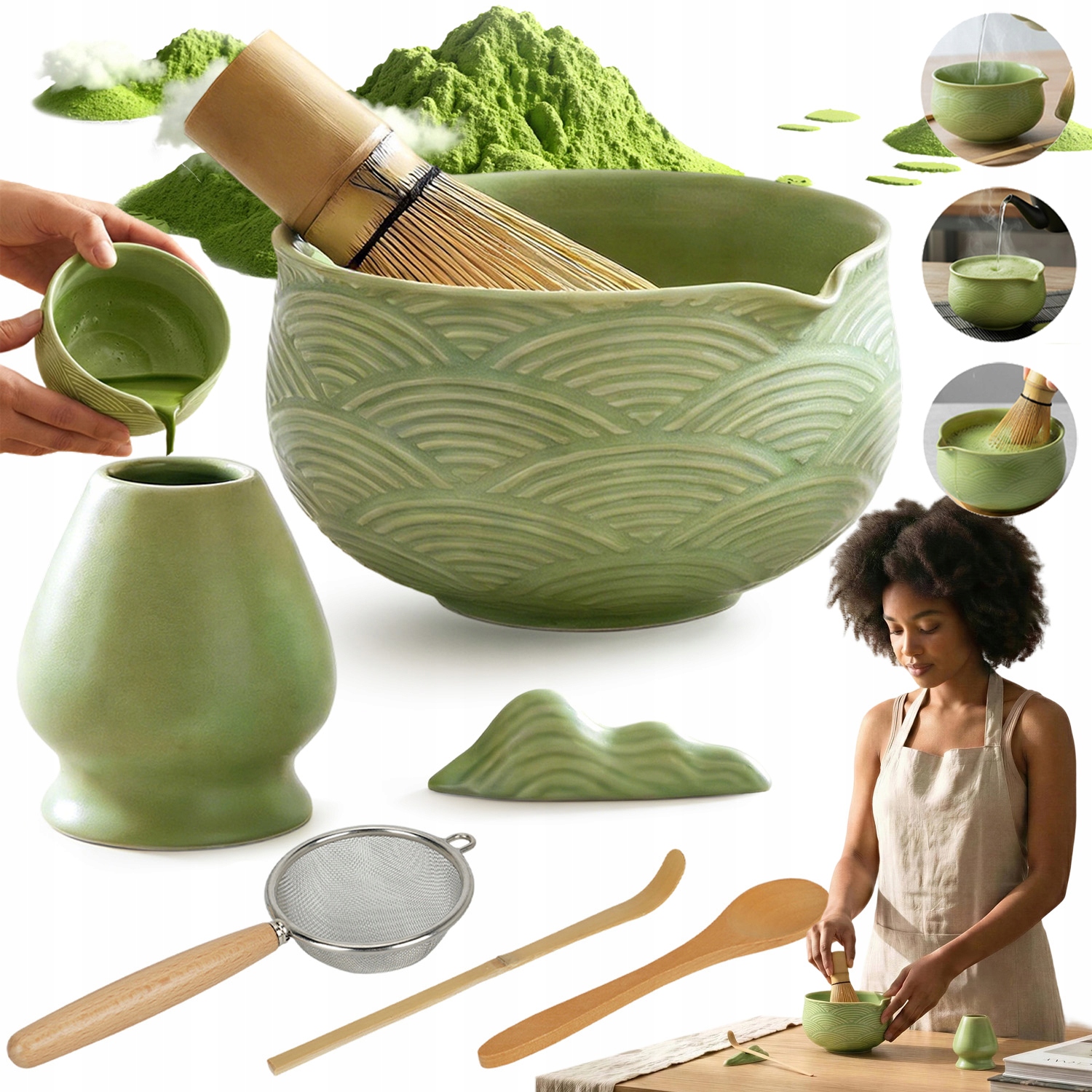 Matcha Zestaw Do Herbata 7 W 1 Miłośnicy Matchy Na Prezentowy