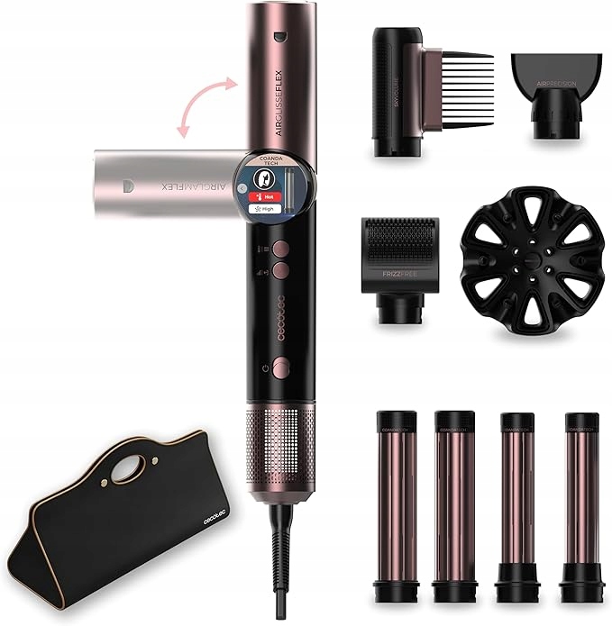 Cecotec AirGlisse Multistyler 8v1 Flex Černý Horkovzdušný Kartáč 1400W