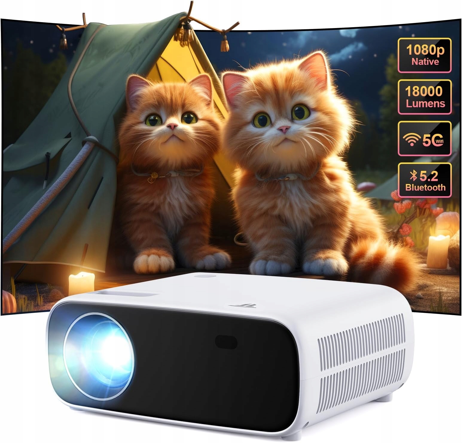 Projektor Full Hd 1080P 18000 Lumenů Domácí Kino Projektor