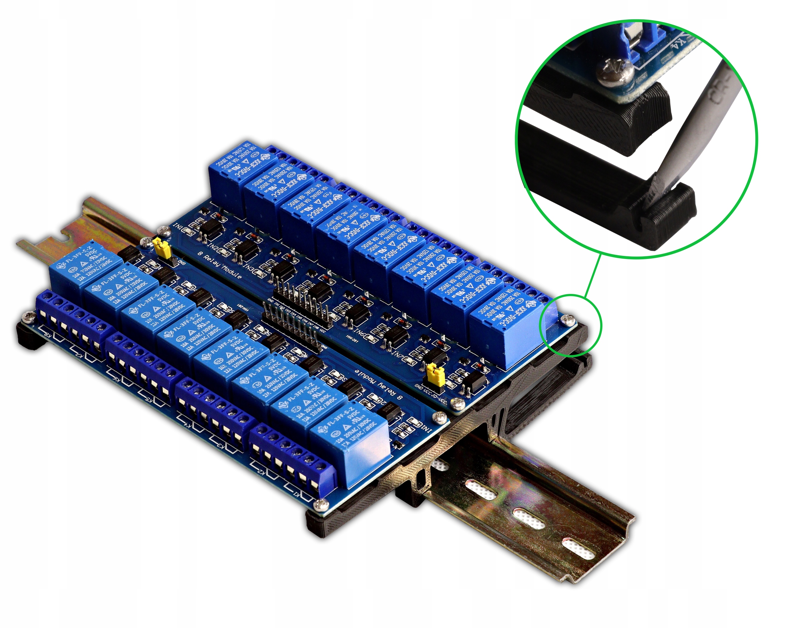 2x51mm Uchwyt na szynę Din przekaźnik Mech x8 B