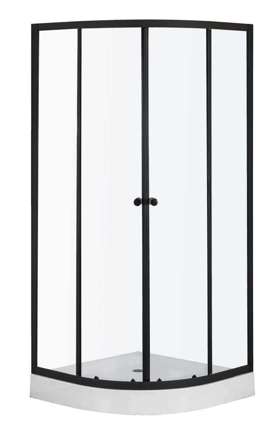 Kabina Prysznicowa półokrągła 90 x 90 Czarna z Brodzikiem 13 CM