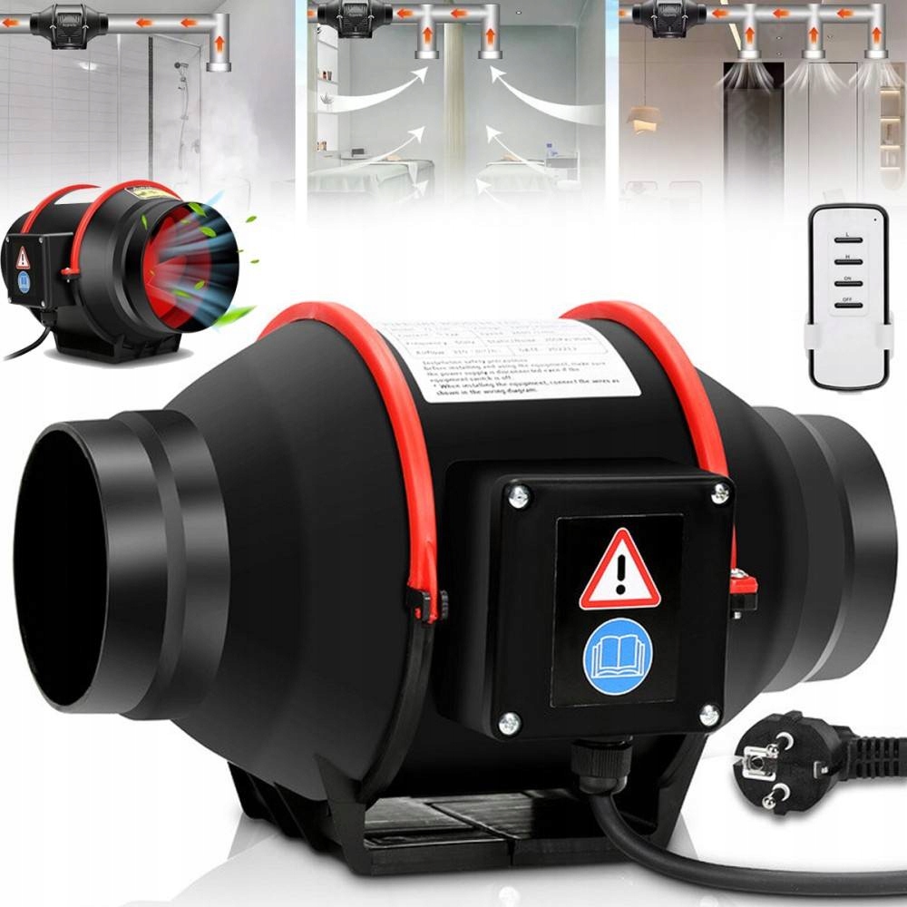 Kanálový Odtahový Ventilátor Dvourychlostní Výkonný 75W 540 m3/h Tichý