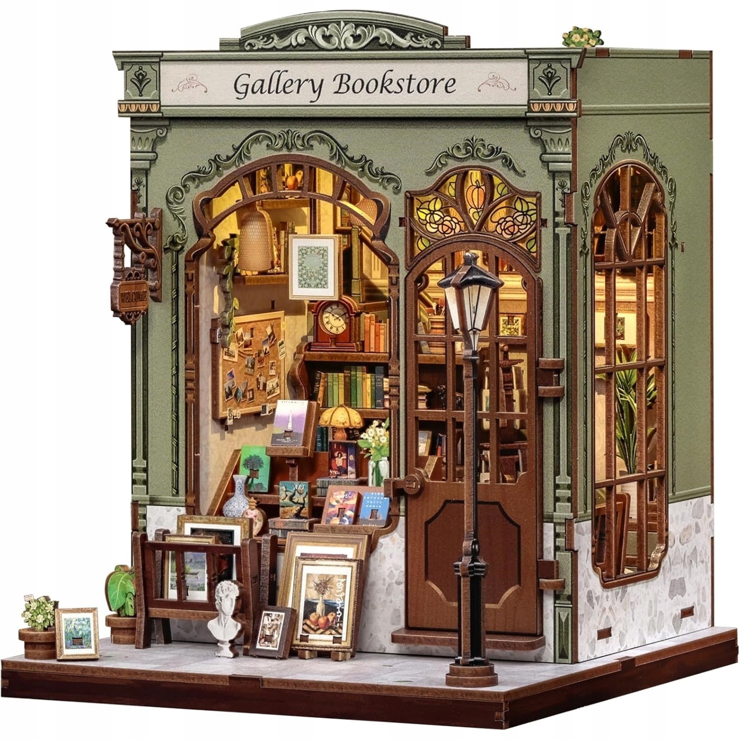 Book Nook Diy Miniaturowy Domek Drewniane Puzzle 3D Z Led Gallery Books