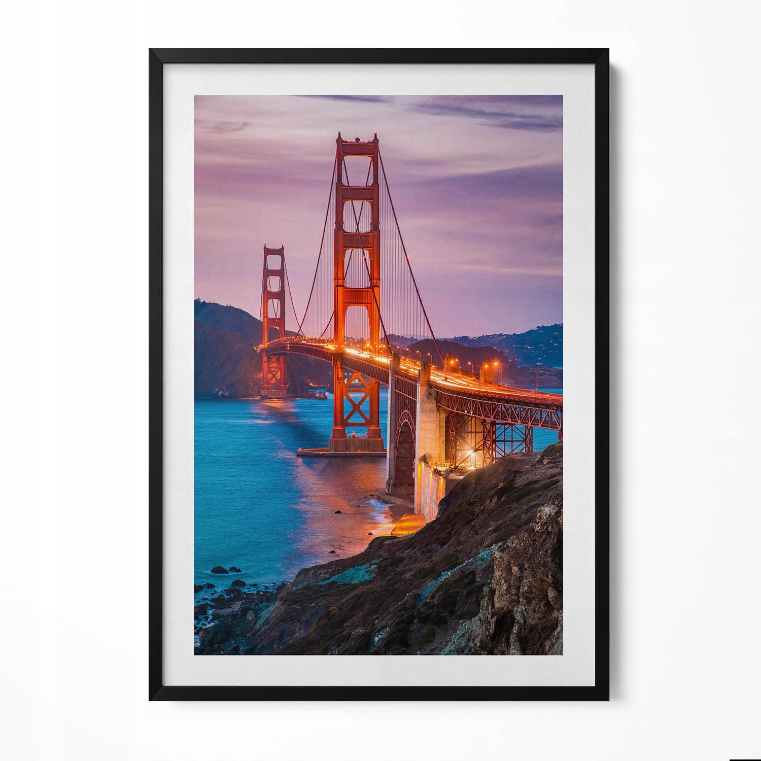 Obraz s rámem a grafikou na zeď Most Golden Gate San Francisco 70x100 cm