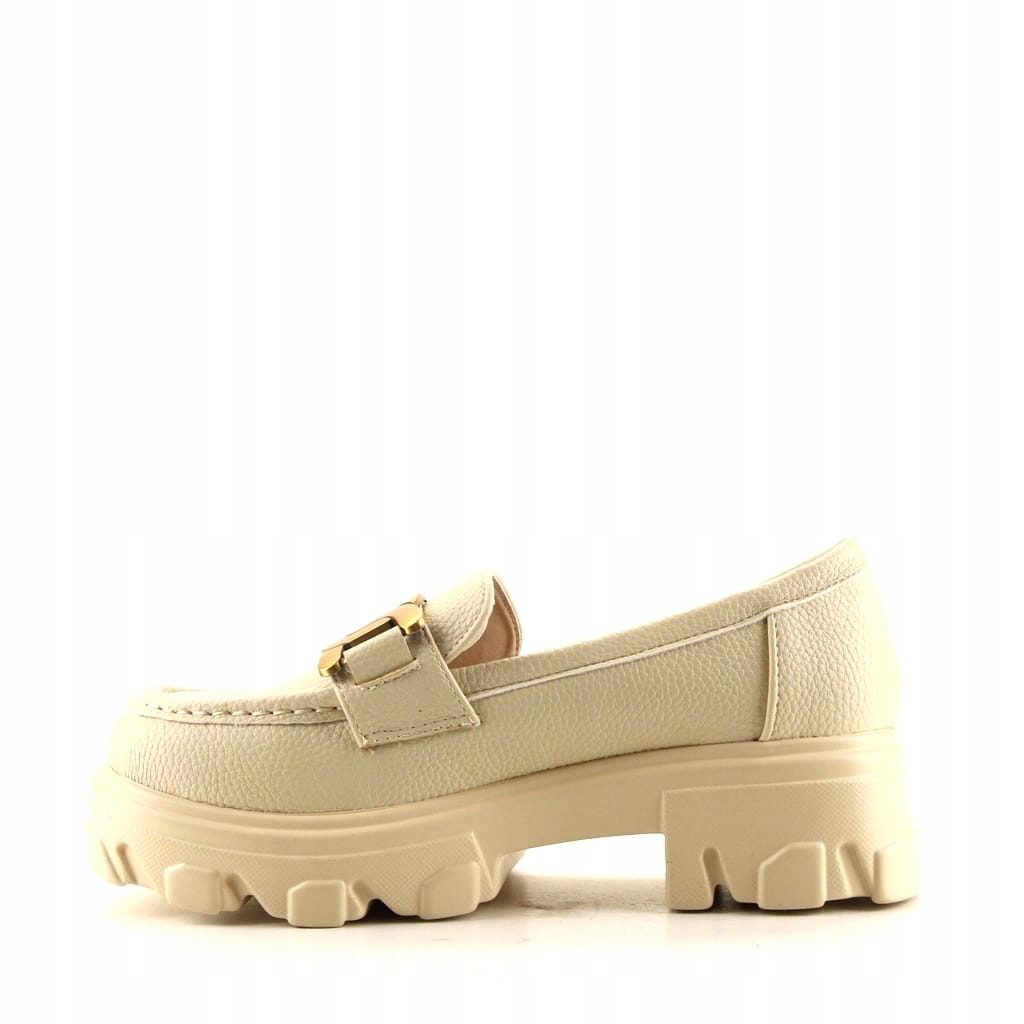 DAMSKIE HIT MOKASYNY Z ŁAŃCUCHEM 16370 BEŻOWE 39 Oryginalne opakowanie producenta pudełko