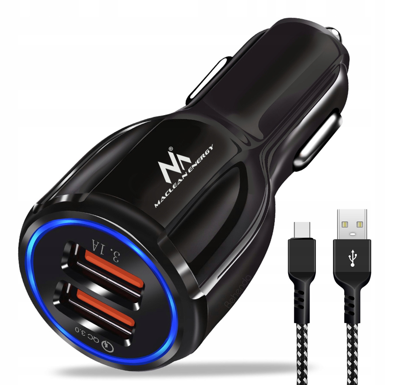 

Ładowarka Samochodowa Szybka Quick Charge + Kabel