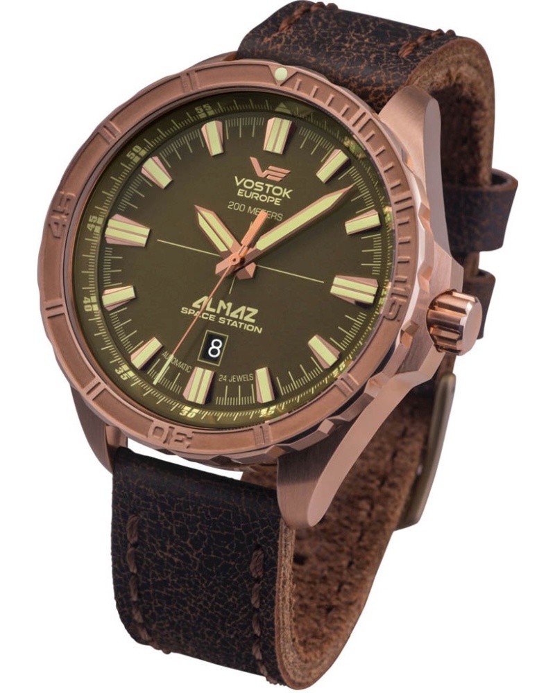 Nové Originální Pánské hodinky Vostok Europe NH35A-320O516 Almaz Bronze