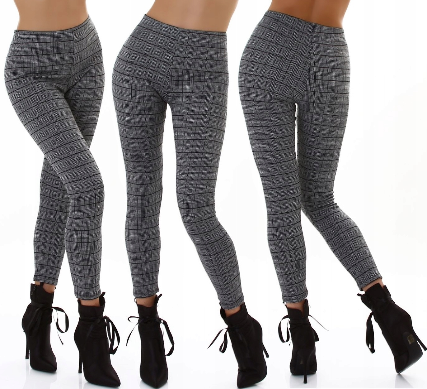 

Dopasowane spodnie w kratkę Eleganckie 36/S LX83