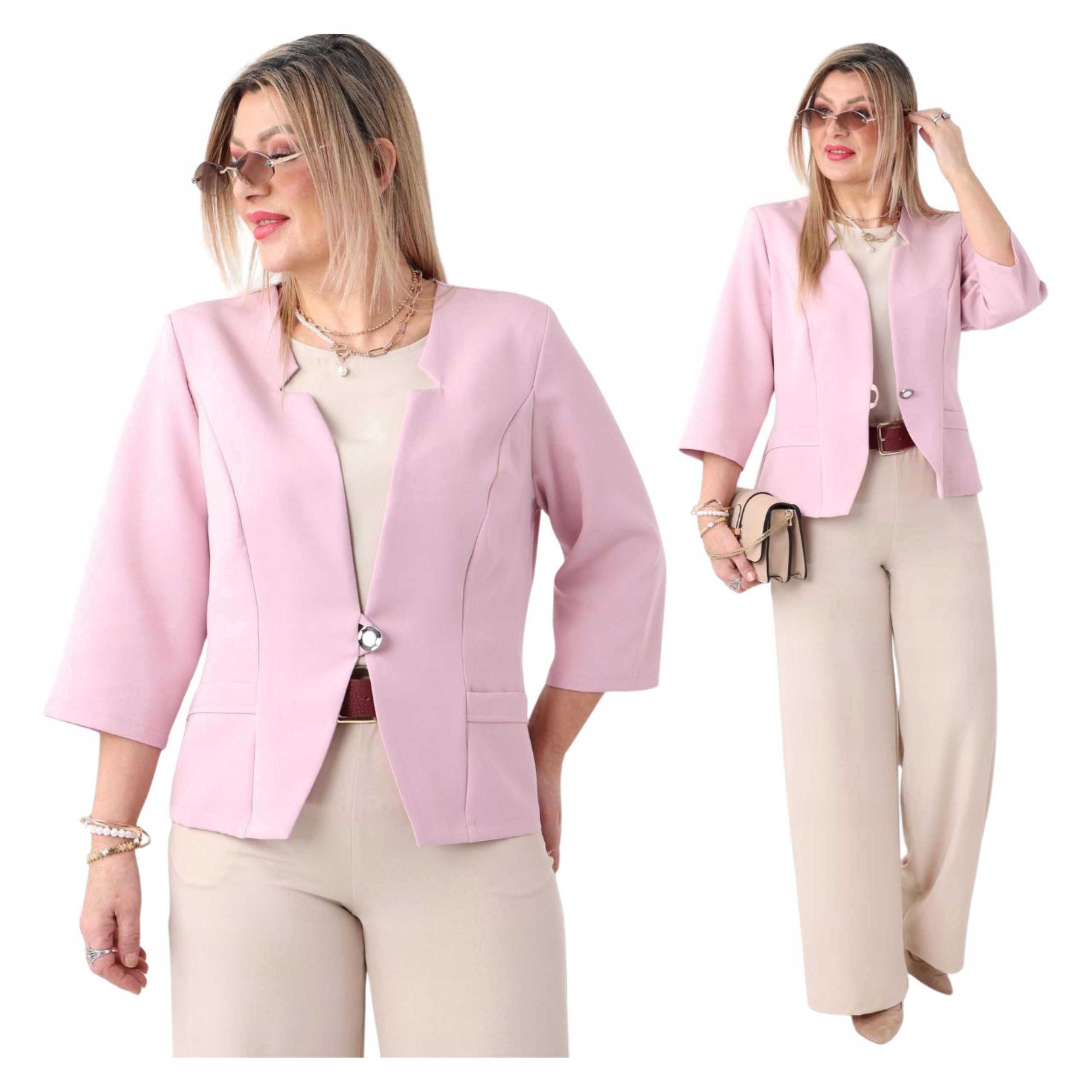 Żakiet Blezer Polski Producent Duże Rozmiary Wizytowy Krótki