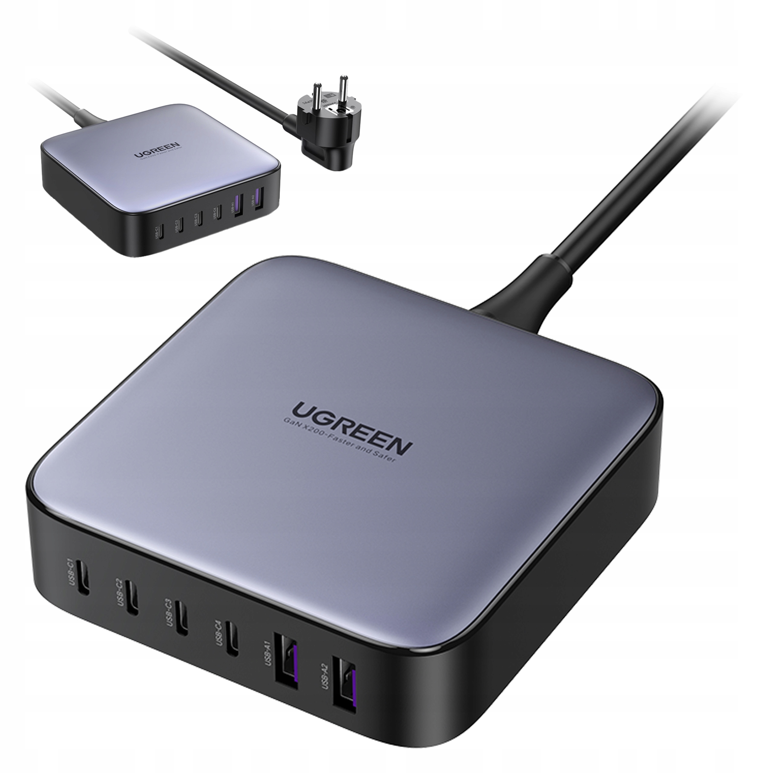 Ugreen CD271 Ładowarka Sieciowa 2xUSB-A 4x Usb-c 200W Do Telefonu Komputera