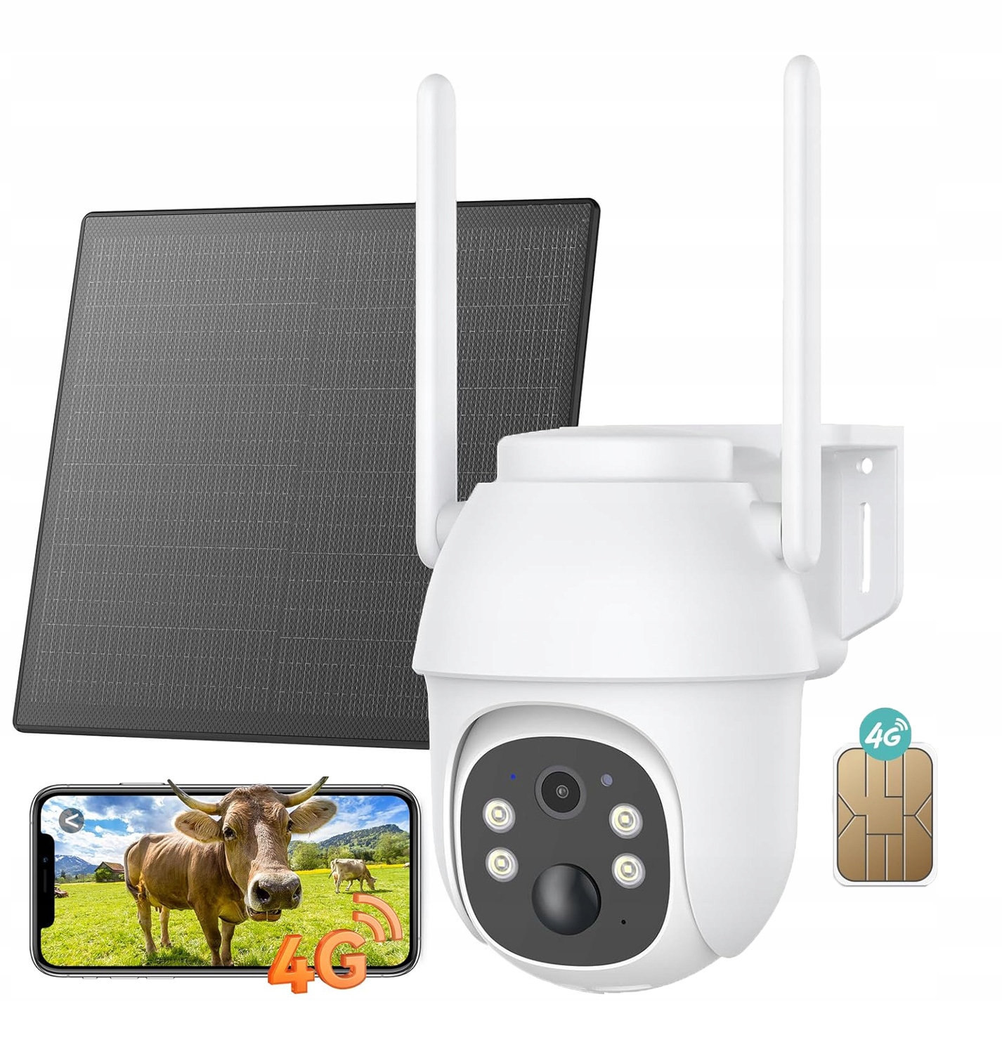 Zewnętrzna Kamera Solarna Ip Na Kartę Sim 4G Lte Obrotowa Inteligentna Cctv