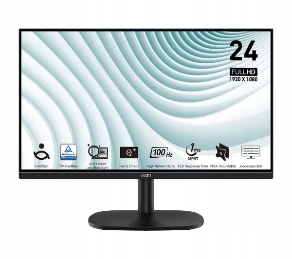 Monitor 24'' MSI PRO MP245V FHD VA 100Hz 1ms HDMI VGA 300 cd/m2 wąska ramka