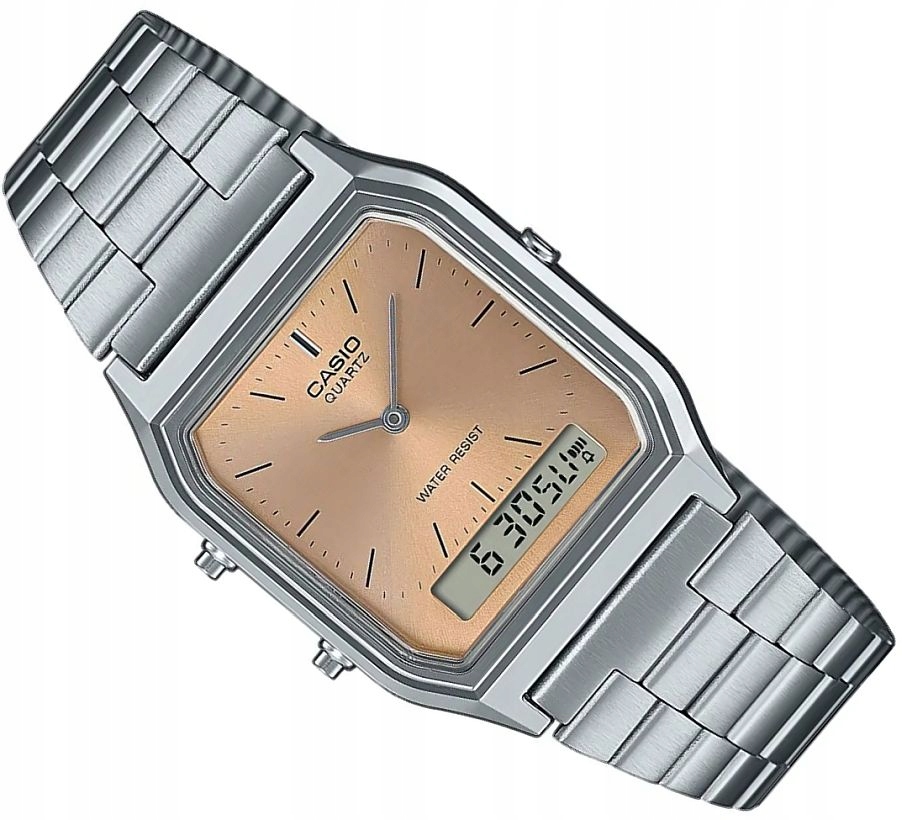 Vintage Unisex Hodinky Casio AQ-230A-4A Obdélníkové, Módní, Oranžové Krabička