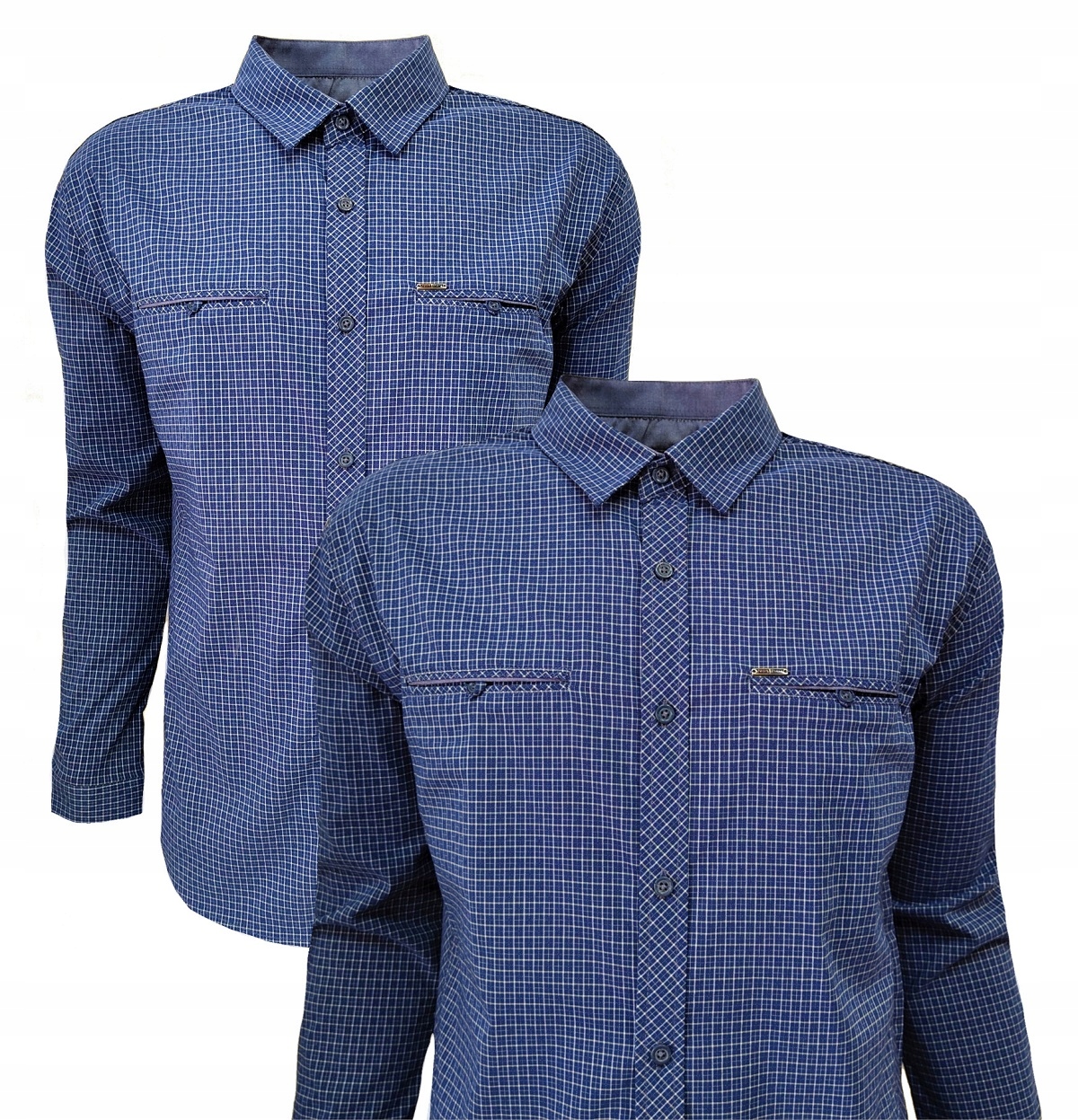 Pánská sportovní košile vzor kostkovaná indigo Bagarda L