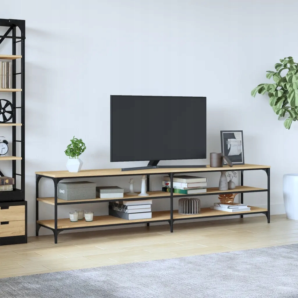 vidaXL Tv skříňka dub sonoma 200 x 30 x 50 cm kompozitní dřevo a kov