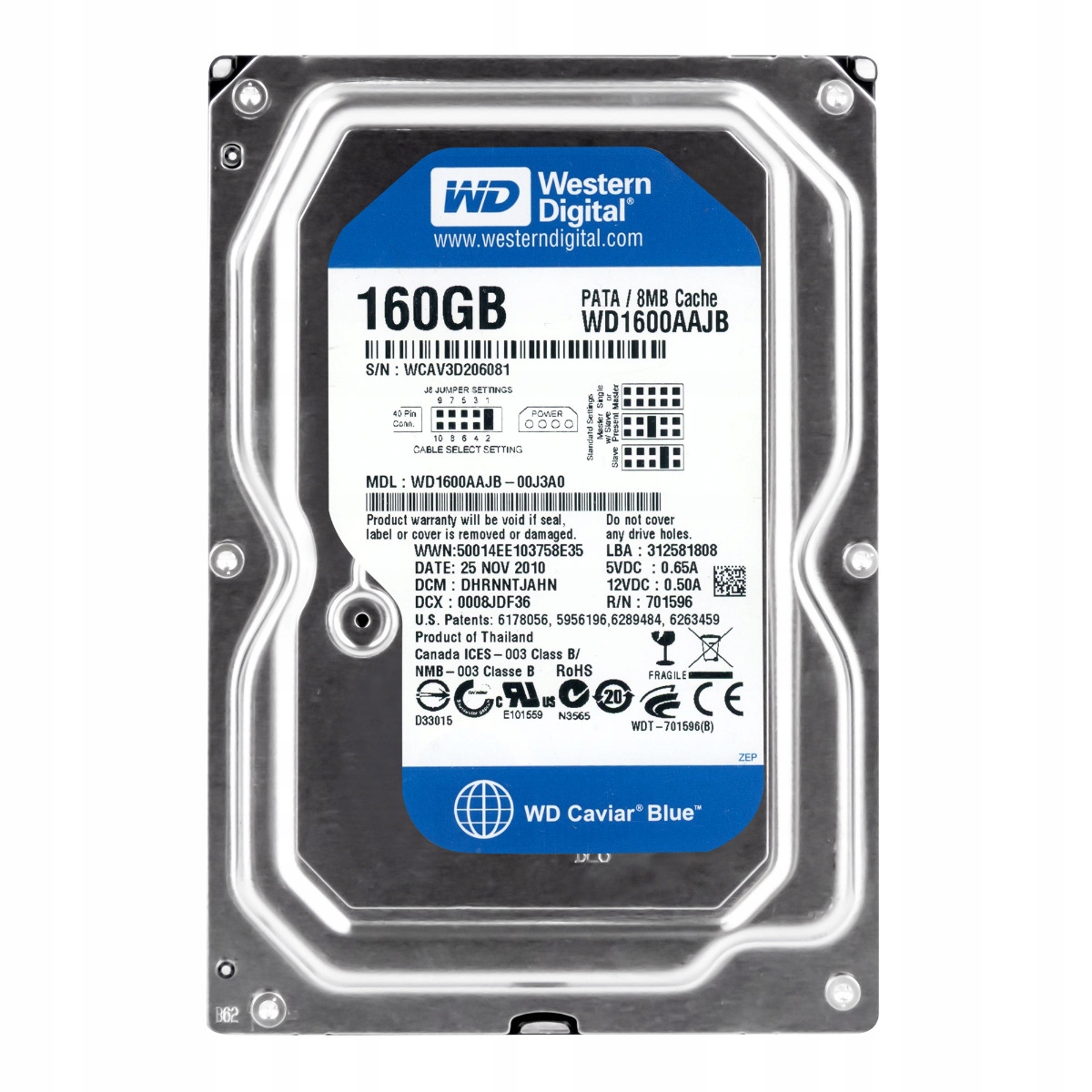 Wd Blue 160GB 7.2K 8MB Ata 3.5'' WD1600AAJB
