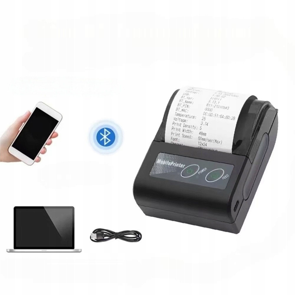 Termiczna Drukarka Paragonów Bezprzewodowa Bluetooth 58MM