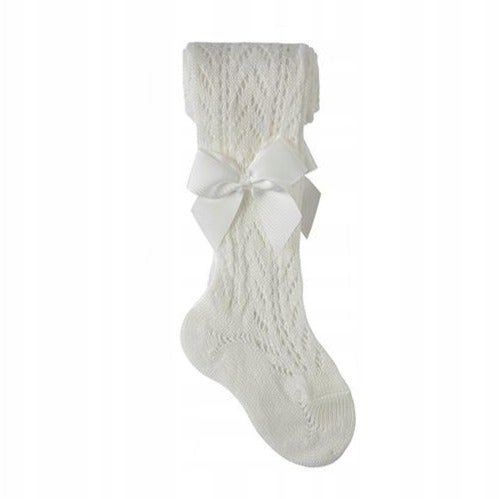 

Rajstopy Condor ażurowe z kokardką 3-6 m Ivory