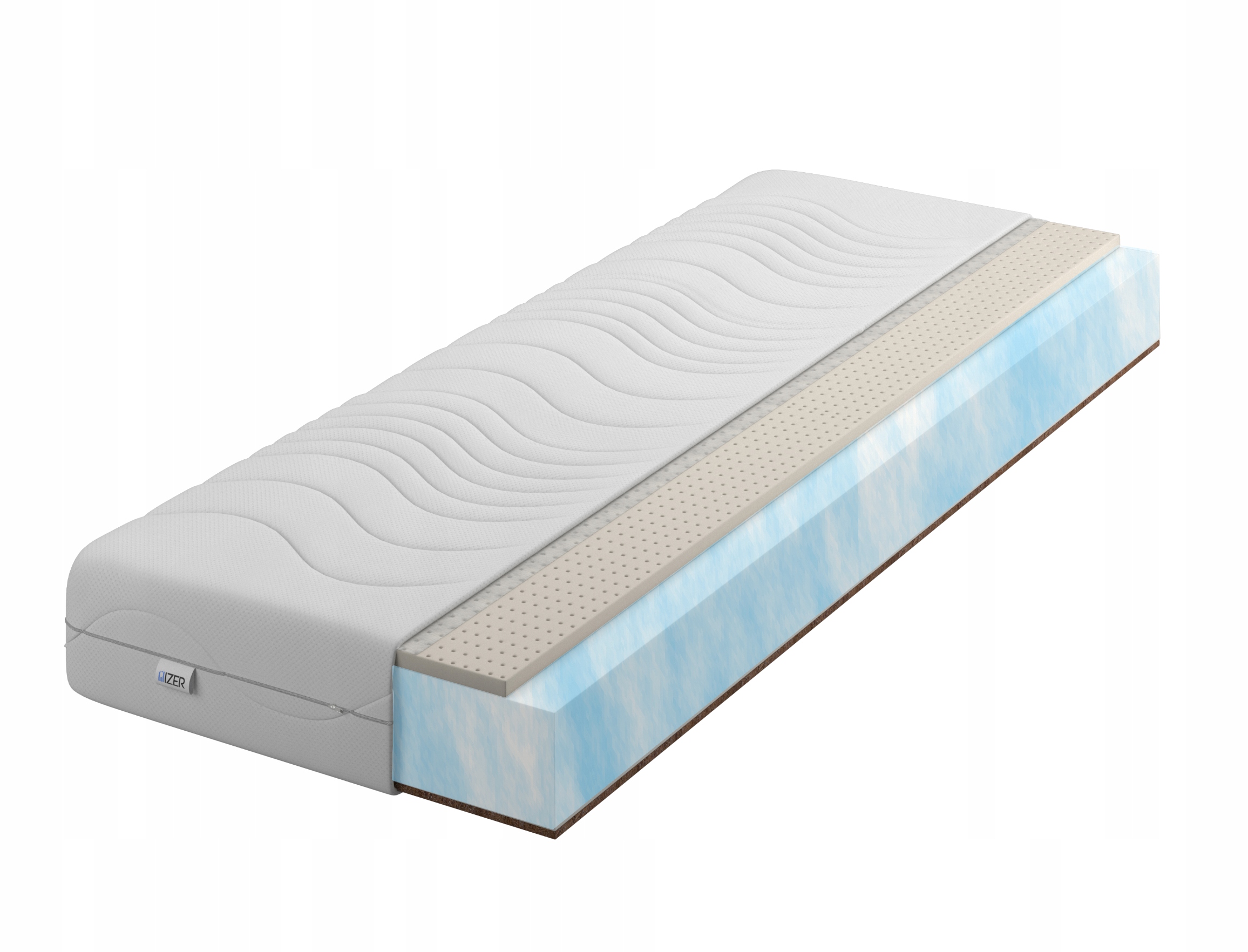 Penový matrac 100x200 20cm H2 H4 mäkký/tvrdý Strieborná Aqua Latex Kokos