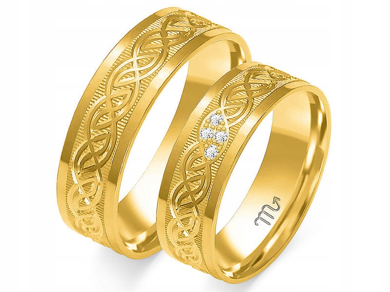 

Złota obrączka z grawerem ślub 14K 585 r 11 12 13