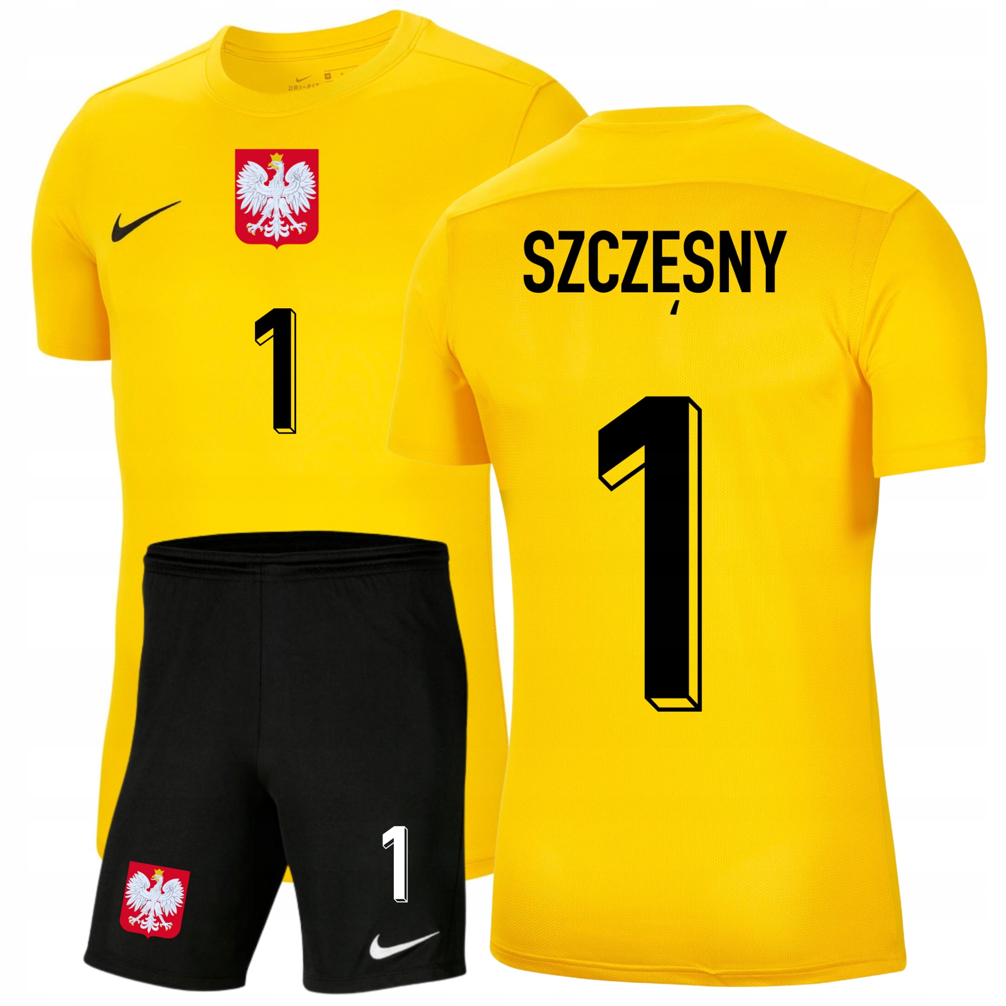 Nike stój POLSKA Polski junior nadruk 147-158 piłkarski Szczęsny komplet