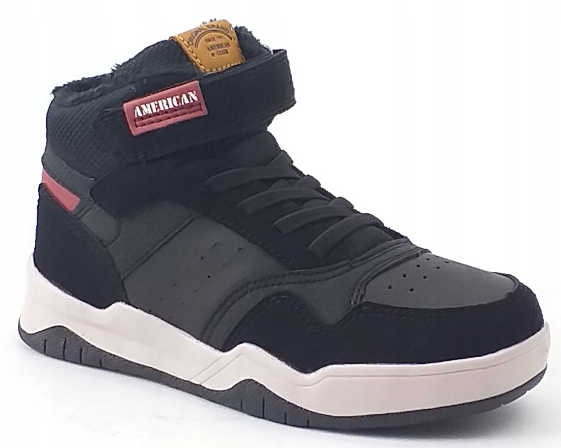 TRAPERY AMERICAN CLUB ZIMOWE CIEPŁE TRZEWIKI OBUWIE NA RZEP CZARNE 27