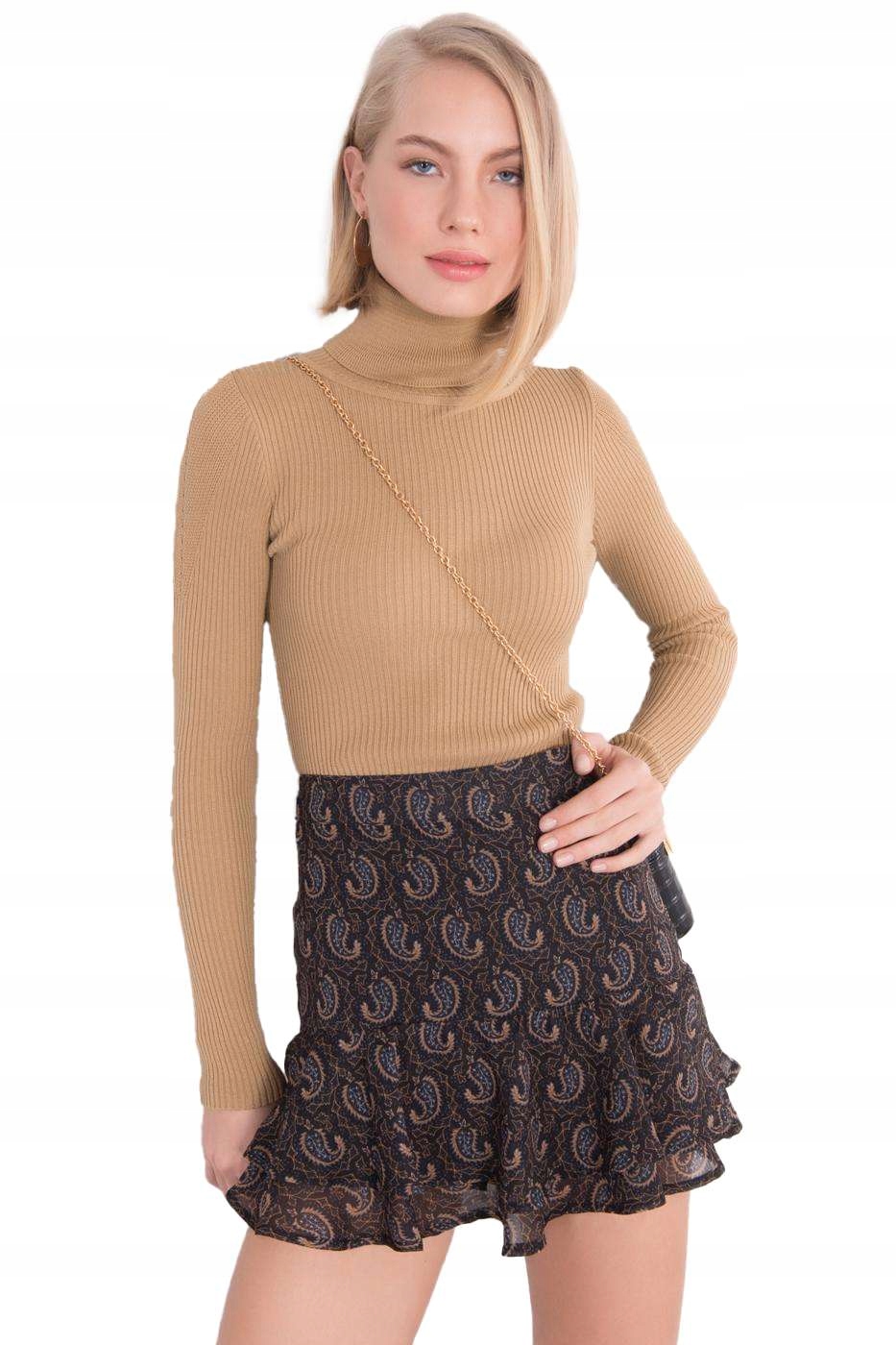 

Modny Kobiecy Sweter Golf prążkowany - S