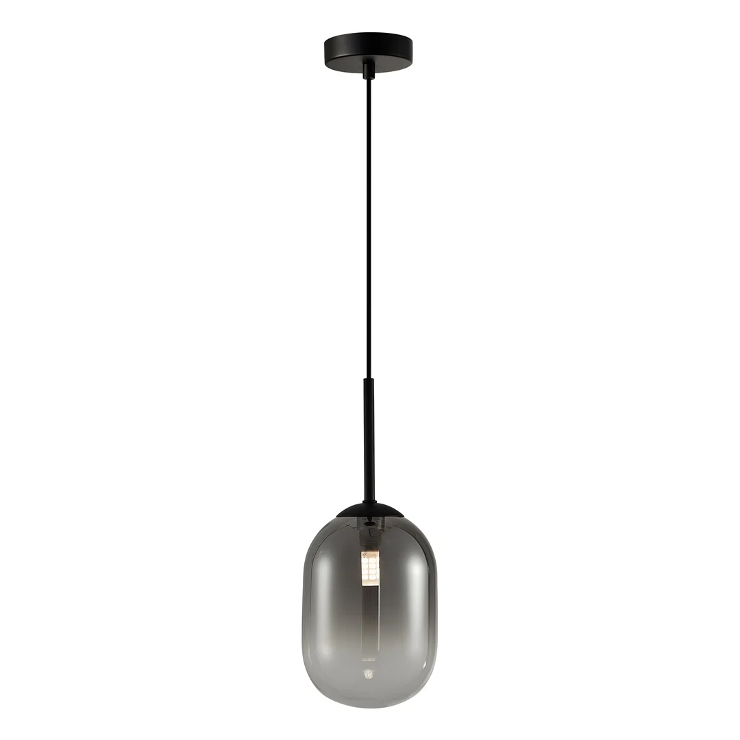 Závesná lampa čierna, dymová, sklenená, do obývacej izby, spálne Milagro