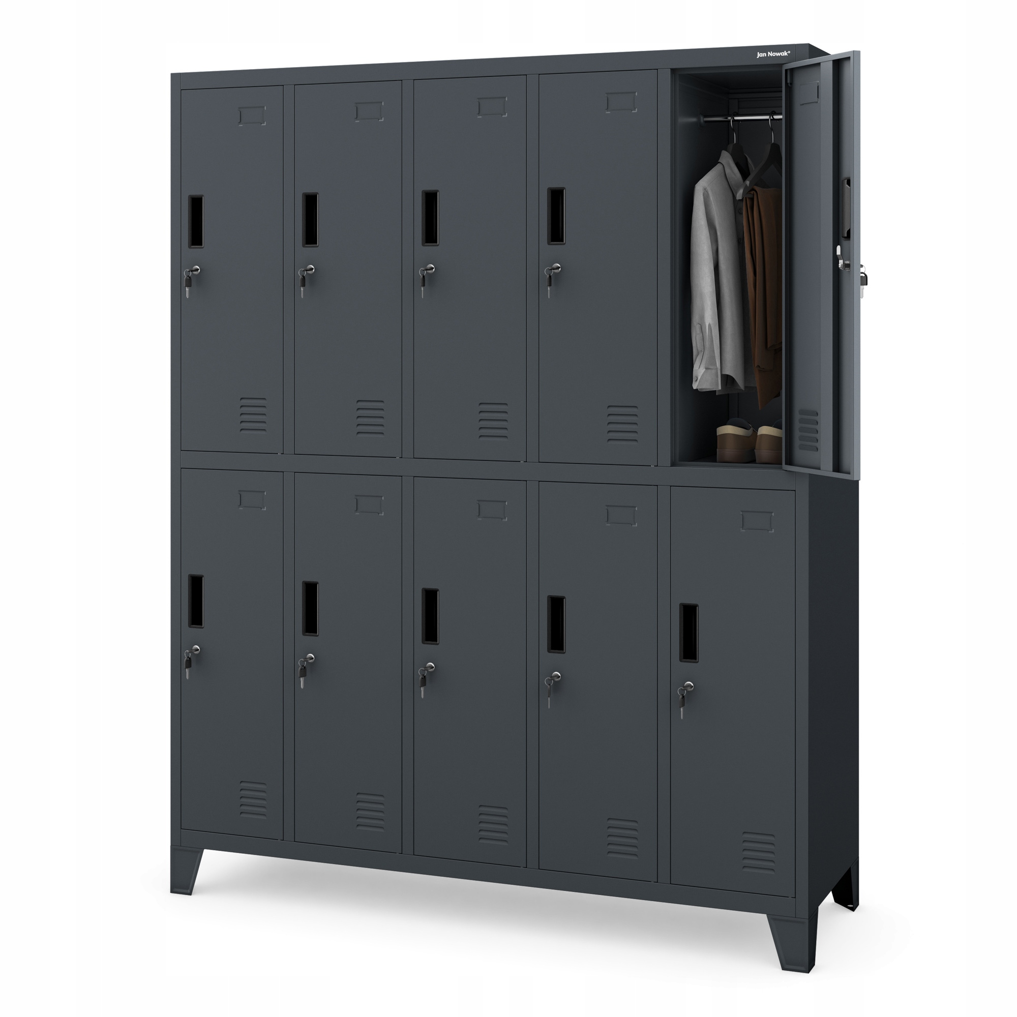 Jan Nowak Kovová Skříň školní skříň 10-dveřová Bartek Antracitová