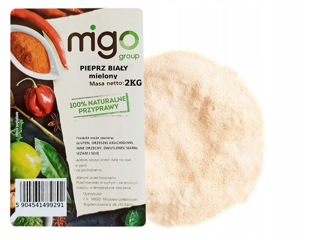 Pepř Bílý, mletý, přírodní – 2 kg – MIGogroup