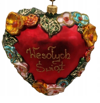 

Bombki Choinkowe Szklane Serce kwiaty 12cm